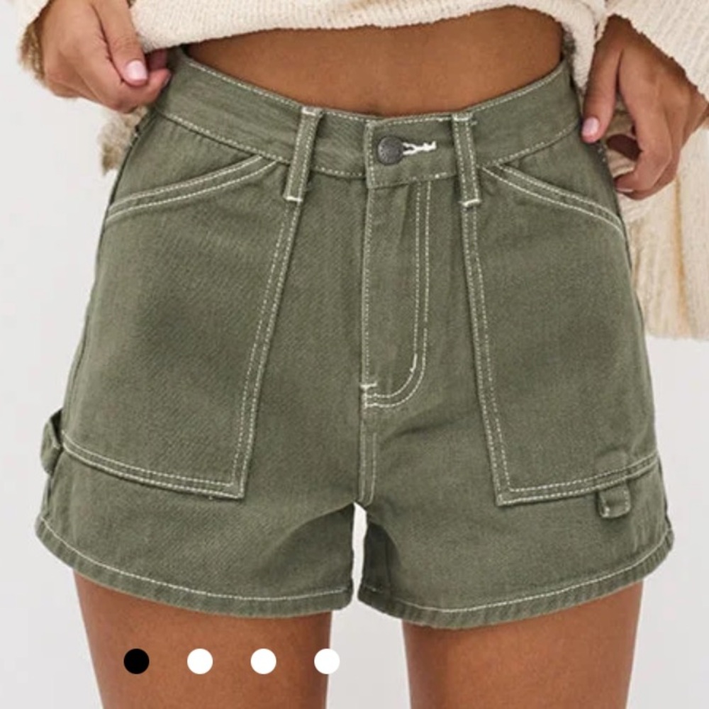 Ghanda Sage Green Denim Shorts